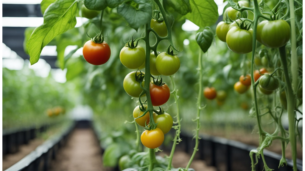 colourful hydroponic tomato close up