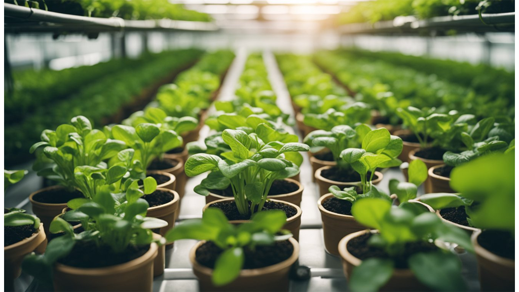 hydroponic greens growing rows