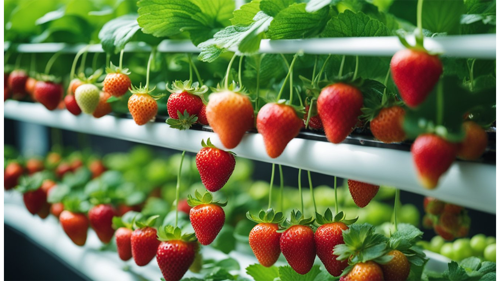 hydroponic strawberry growth