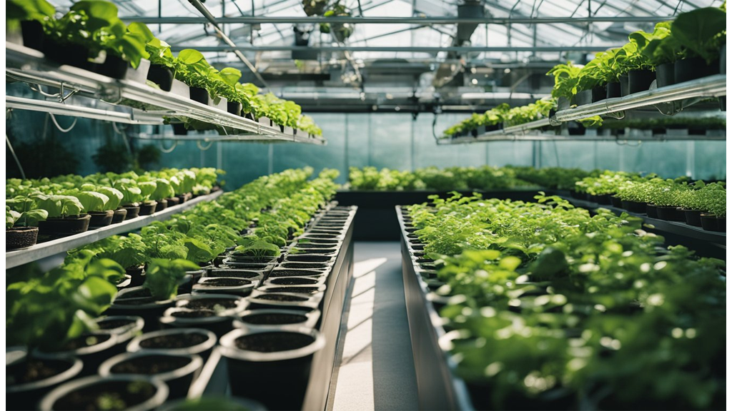hydroponic grow pots in rows