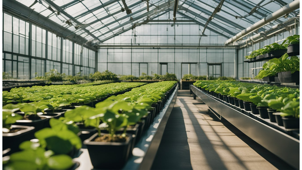 hydroponic greenhouse rows