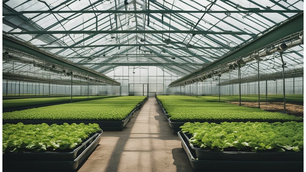 hydroponic greenhouse rows