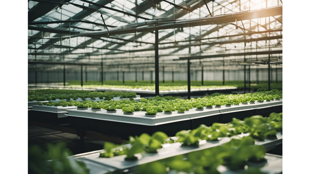 hydroponic greenhouse sunlight shot