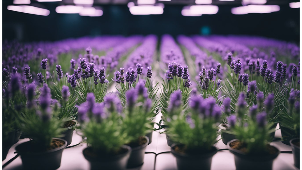 hydroponic lavender rows