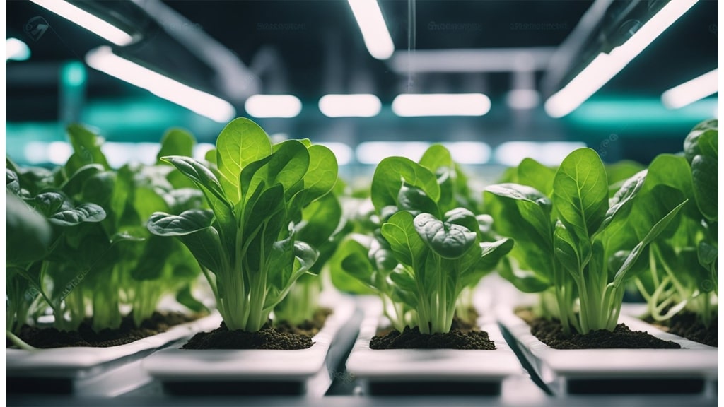 individual hydroponic spinach growth