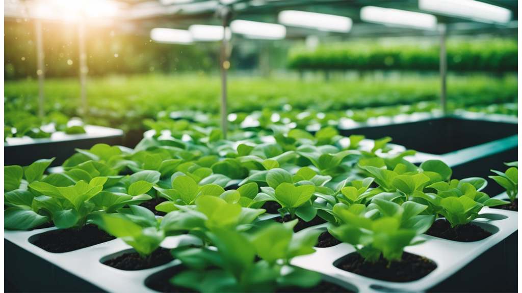hydroponic grow pots and rows