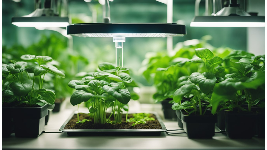 leafy green pots under light