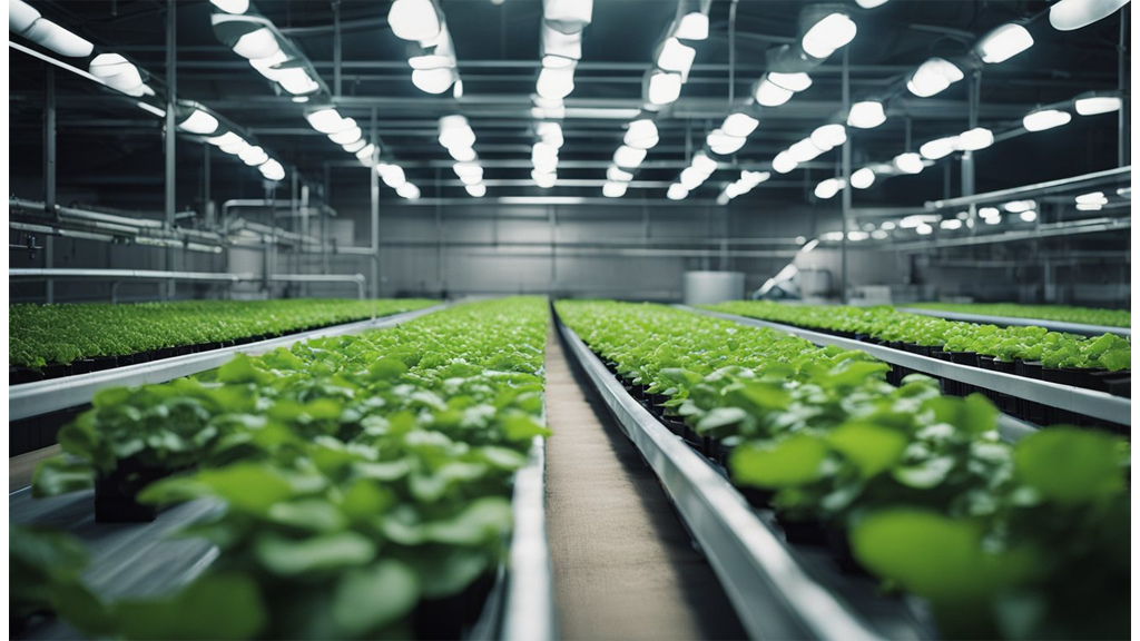 long greenhouse growing rows
